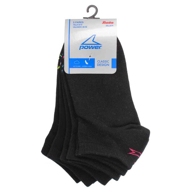 Calcet&iacute;n Mujer Power 5P Sport Liner Classic W, NEGRO