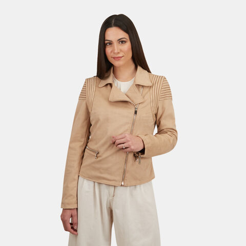 Blouson moto pour femmes, Beige