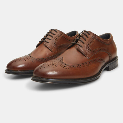 Bata 24H Men's Brogue Leather Lace-up Shoes, Brown
