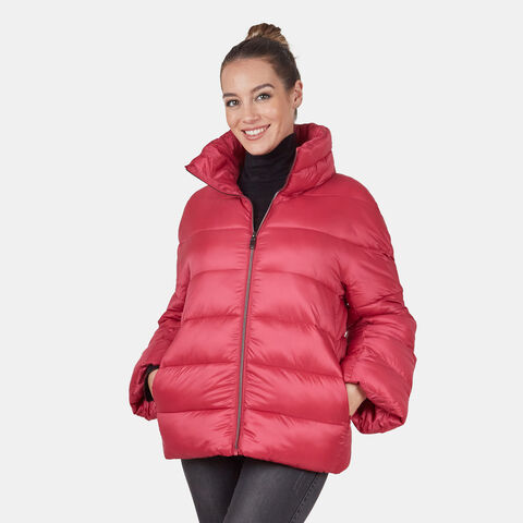 Veste rembourrée pour femme avec col montant , Fuchsia