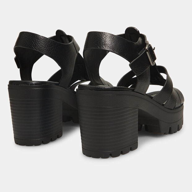Women's high heel sandals with track sole, Black