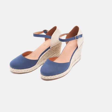 Damen Espadrillas mit 8 cm Keilabsatz BATA, Blau