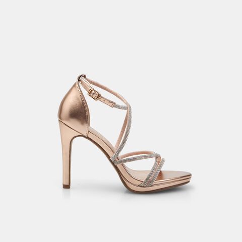 Sandalia de mujer con tacón de 11 cm BATA, Dorado