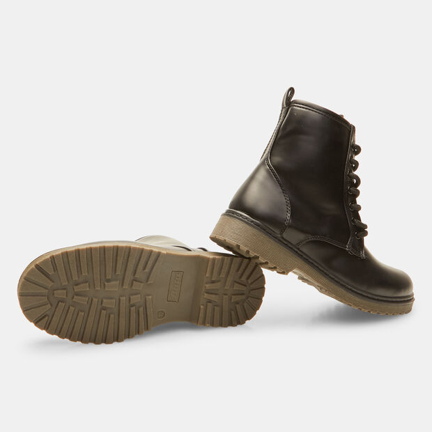 Botas de combate con cordones y cremallera, Negro