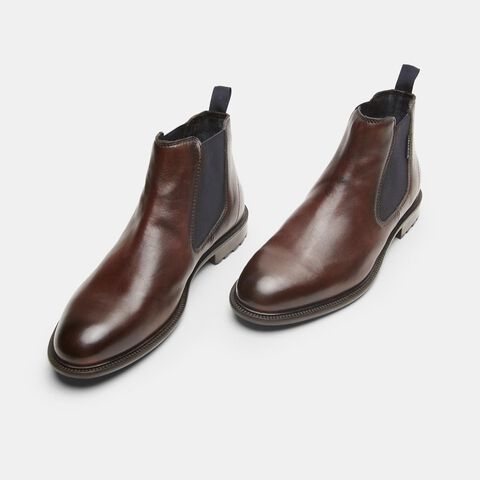 Botines Chelsea de cuero para hombre, Marrón