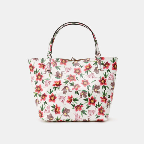 Bolso Shopper Con Estampado Floral, Blanco